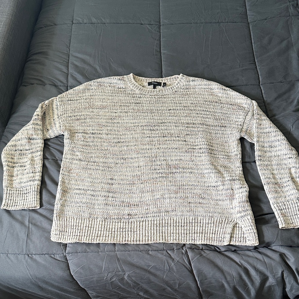 Theory Crewneck Sweater in Light Heathered Cream